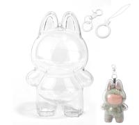 Custodia Protettiva per Bambola Blind Box, Scatola Espositiva Rigida Trasparente con Portachiavi & Laccio Borsa Portaoggetti Portatile per Fan e Collezionisti Esporre Figure in Piedi 17cm