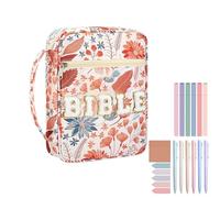 Custodia protettiva per Bibbia | Protezione per Libro Biblico con Motivo Floreale - Borsa grande formato portatile con cerniera con scomparto protetto per forniture di studio, viaggi