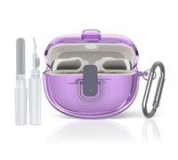 Custodia protettiva per Bose Ultra Open Earbuds, MOWYEOK trasparente TPU serratura di sicurezza, applicabile agli accessori Bose Ultra Open, con moschettone e penna di pulizia (viola)