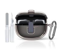 Custodia protettiva per Bose Ultra Open Earbuds, MOWYEOK trasparente TPU serratura di sicurezza, applicabile agli accessori Bose Ultra Open, con moschettone e penna di pulizia (grigio)