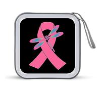 Custodia protettiva per CD con libellula e nastro cancro al seno, per 40 CD e DVD, per auto, casa, viaggio