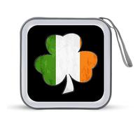 Custodia protettiva per CD con quadrifoglio con bandiera irlandese e quadrifoglio, capacità 40, custodia protettiva per DVD, per auto, casa, viaggio