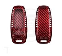 Custodia protettiva per chiave auto Custodia portachiavi in fibra di carbonio per Audi per A6 per C8 per A7 per A8 per Q8 2018 2019 2020 2021, accessori per auto(Carbon red 02)