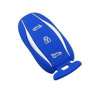 Custodia protettiva per chiave auto Custodia protettiva silicone per chiave auto per Tesla per modello X 75D 90D 100D S con telecomando a 3 pulsanti, custodia protettiva in pell(Blue)