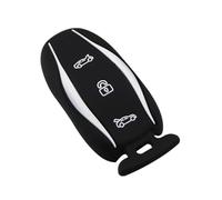 Custodia protettiva per chiave auto Custodia protettiva silicone per chiave auto per Tesla per modello X 75D 90D 100D S con telecomando a 3 pulsanti, custodia protettiva in pell(Black with white)