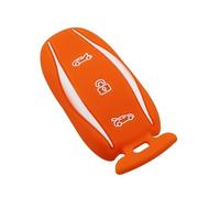 Custodia protettiva per chiave auto Custodia protettiva silicone per chiave auto per Tesla per modello X 75D 90D 100D S con telecomando a 3 pulsanti, custodia protettiva in pell(Orange)