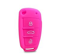 Custodia protettiva per chiave auto Guscio di copertura in silicone Per A4 B7 per A6 C6 4f 8v per A3 8p A1 per A3 Accessori Custodia per chiave telecomando auto 3 pulsanti(Rose)