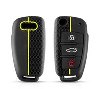 Custodia protettiva per chiave auto Guscio di copertura in silicone Per A4 B7 per A6 C6 4f 8v per A3 8p A1 per A3 Accessori Custodia per chiave telecomando auto 3 pulsanti(Yellowline)