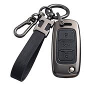 Custodia protettiva per chiave auto nera compatibile con VW Volkswagen Polo Golf 4/5/6 Multivan T5 Caddy Jetta Bora Superb Passat Skoda Fabia Seat Ibiza 3 pulsanti Flip Key in lega di zinco