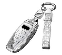 Custodia protettiva per chiave auto PC ontto per Audi A3 A6 A7 A8 Q7 Q8 Q4 E-Tron S3 Sportback SQ7 SQ8 RS6 RS7 A8L 2019-2024 Accessori Cover per chiave Portachiavi a 3 tasti-, B argento.