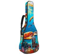 Custodia protettiva per chitarra acustica, custodia protettiva per chitarra da 40/41/42 pollici, custodia impermeabile con tasche multiple, graziosa tartaruga marina, Multicolore, 42.9x16.9x4.7 in,