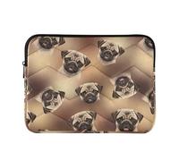 Custodia protettiva per computer portatile animale sottile custodia per laptop floreale tablet universale lavoro lavoro copertura per computer Pro Sleeve 13 pollici carino cuccioli di carlino marrone