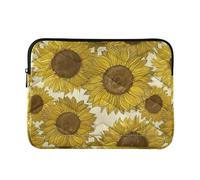 Custodia protettiva per computer portatile con cartoni animati carino custodia sottile da uomo da viaggio per computer Pro Case 14 pollici universale vintage girasoli giallo marrone beige medio