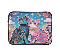 Custodia protettiva per computer portatile con coppia di gatti decorativi blu impermeabili da 14 a 16 pollici imbottita trapuntata per laptop