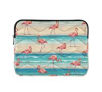 Custodia protettiva per computer portatile con fenicotteri rosa e turchese mare gonfi Custodia per laptop estetica universale per computer da lavoro per computer Air 13 pollici manica media
