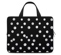 Custodia protettiva per computer portatile da 13", ultra sottile, leggera e impermeabile, in neoprene resistente, con laccetto da polso, a pois bianchi e neri