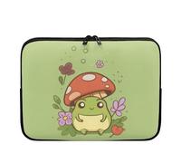 Custodia protettiva per computer portatile da 15 pollici Mushroom Frog con cerniera, custodia per laptop verde