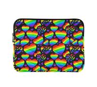 Custodia protettiva per computer portatile imbottita con cartoni animati, universale, da donna, custodia da viaggio per computer Air da 13 pollici, con cuori arcobaleno, cuori viola, nero, M