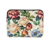 Custodia protettiva per computer portatile, rosa, universale, per computer da lavoro, 14 pollici, vintage, floreale, peonia, margherita, fiori medi