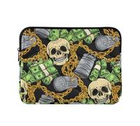 Custodia protettiva per computer portatile, sottile, motivo floreale, da donna, per computer Pro da 14 pollici, universale, beige, teschi, banconote, nero, grande