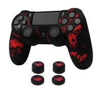 Custodia protettiva per controller design lupo compatibile con PS4/PS4 Slim/PS4 Pro, con 4 impugnature per il pollice incluse in bianco e nero,nero rosso,Nero e blu,grigioSilicone