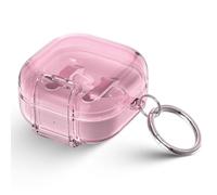 Custodia protettiva per Galaxy Buds 4 Pro/Buds 4, custodia in TPU con moschettone, antiurto, anti-goccia, protezione completa per Samsung Galaxy Buds 4/4 Pro (rosa traslucido)