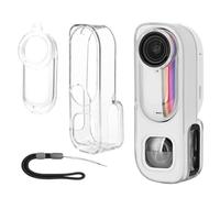Custodia protettiva per Insta360 GO 3S Retro Bundle, custodia protettiva in TPU antiurto con copriobiettivo per Insta360 GO3S retro bundle, bianco trasparente + cinturino da polso