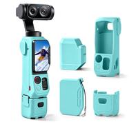 Custodia protettiva per Insta360 Luna Ultra molle del silicone della copertura antipolvere Drop-proof manica con copriobiettivo e vetro temperato protezione dello schermo，Lake blue