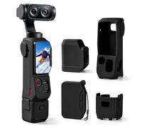 Custodia protettiva per Insta360 Luna Ultra molle del silicone della copertura antipolvere Drop-proof manica con copriobiettivo e vetro temperato protezione dello schermo，Black
