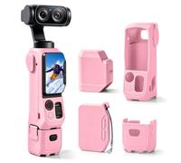 Custodia protettiva per Insta360 Luna Ultra molle del silicone della copertura antipolvere Drop-proof manica con copriobiettivo e vetro temperato protezione dello schermo，Pink