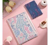 Custodia protettiva per iPad stile disegno a linea marina, con motivo di creature marine e squali balena, compatibile con iPad 10a generazione,iPad Air 11" (M2) -2024, iPad Mini 4/5/6/7, compatibile c