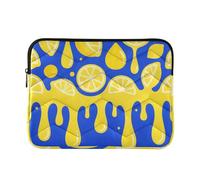 Custodia protettiva per laptop 360 con rivestimento morbido da 13-14 pollici, custodia trapuntata per computer con cerniera, per viaggi e affari, colore blu giallo con goccia, M