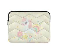 Custodia protettiva per laptop 360 di classe da 13 a 14 pollici, trapuntata, con cerniera, per viaggi di lavoro, arcobaleno pastello, unicorni sognanti, M