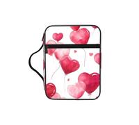 Custodia protettiva per libri e chiesa, con manico e tasca con cerniera, per donne e uomini, con cuore rosa e rosso
