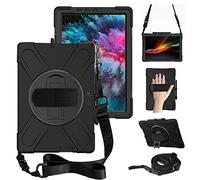 Custodia protettiva per Microsoft Surface Pro X, resistente, antiurto, in silicone, con maniglia, cinghia da polso, tracolla, custodia per il trasporto per Surface Pro X 2019, nero