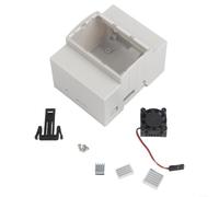 Custodia protettiva per montaggio su guida DIN per Raspberry Pi 4B 3B ABS Case con finestra trasparente chiusura scorrevole fissaggio a parete scatola stabile per progetti elettronici (Pi3B + fan+