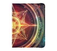Custodia protettiva per passaporto e carte di vaccino in pelle colorata misteriosa con astrologia e blocco RFID, impermeabile, Astrologia misteriosa colorata dei tarocchi, 1 size
