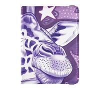 Custodia protettiva per passaporto e carte di vaccino in pelle con volto viola giraffa, custodia protettiva per passaporto con blocco RFID, leggera, giraffa faccia viola, 1 size