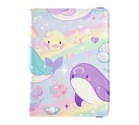 Custodia protettiva per passaporto e carte di vaccino, in pelle, motivo animali marini, colori pastello, pastello colorato animale marino sognante, 1 size