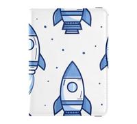 Custodia protettiva per passaporto in pelle blu missili impermeabile, Missili blu, 1 size