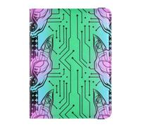 Custodia protettiva per passaporto in pelle con motivo gatto futuro, con scomparto per carte di vaccino, impermeabile, Neon futuro gatto animale tecnologico, 1 size
