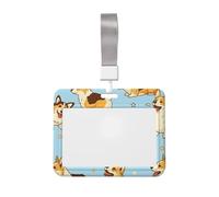 Custodia protettiva per porta badge a forma di simpatico cane Corgi, osso e stella, con corda da appendere al petto