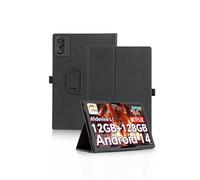 Custodia protettiva per tablet Blackview Mega 2 da 12 pollici, design con cinturino a mano, design avvolgente con texture in pelle, flessibile, resistente all'usura, resistente agli urti, colore nero
