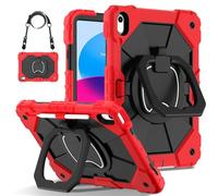Custodia protettiva per tablet Case For iPad 11th Generation A16 11 inch 2025 Rugged Shockproof Cover,Protective Case W 360 Swivel Kickstand+Hand Strap+Shoulder Strap Protezione resistente(K?rm?z?)