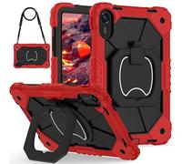Custodia protettiva per tablet Case For Xiaomi Redmi Pad 2 11 inch 2025 Rugged Shockproof Cover,Protective Case W 360 Swivel Kickstand+Hand Strap+Shoulder Strap Protezione resistente(K?rm?z?)