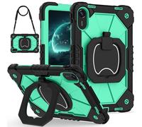 Custodia protettiva per tablet Case For Xiaomi Redmi Pad 2 11 inch 2025 Rugged Shockproof Cover,Protective Case W 360 Swivel Kickstand+Hand Strap+Shoulder Strap Protezione resistente(Green 1)