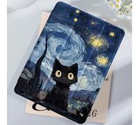 Custodia protettiva per tablet con dipinto ad olio nero, motivo a gatto nero della Notte stellata di Van Gogh, compatibile con iPad 9.7/10.2/10.5/10.9/12.9/Pro 11 (10a gen), Galaxy Tab S6 Lite 10.4 po