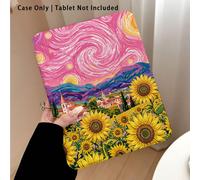 Custodia protettiva per tablet con effetto dipinto a vortice rosa, girasole e motivo villaggio, con supporto, compatibile con Honor 8/9/10/X8/X8A/X9/X8Pro/X9Pro, MatePad SE 11 pollici/MatePad 11 polli