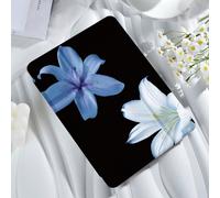 Custodia protettiva per tablet con motivo floreale a gigli blu e bianchi, compatibile con iPad 9.7/10.2/10.5/10.9/12.9/Pro 11 (10a gen), Galaxy Tab S6 Lite 10.4", Kindle Paperwhite (12a gen, 2024), Ki
