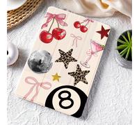 Custodia protettiva per tablet con stampa leopardata e fiocco a forma di ciliegia, compatibile con iPad 10.2, iPad Pro 2021/2020, iPad 9a/10a gen, Galaxy Tab A8 10.5 2022, Matepad 10.4/Tab, Mi Pad, an